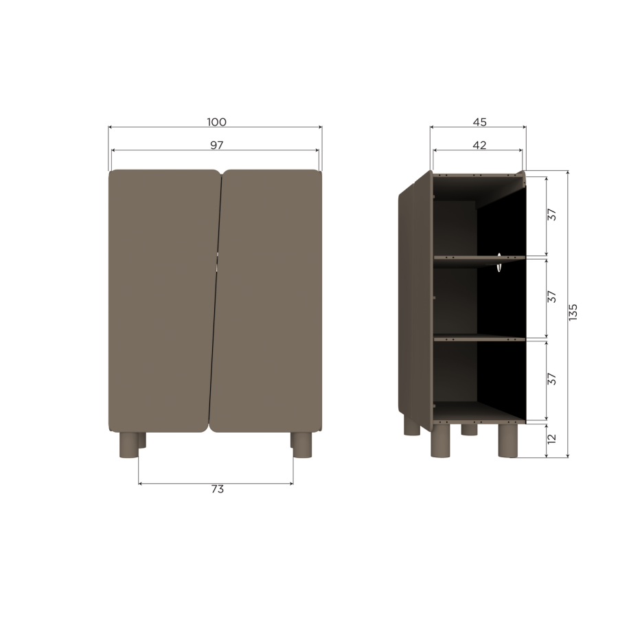 WOOOD Root-skap med 2 d�rer, furu, tr�ffelbrun [Fsc]