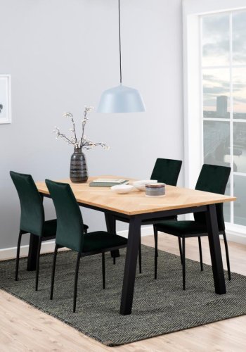 ACT NORDIC Demina spisebordstol - mrkegrnn polyester og sort metall