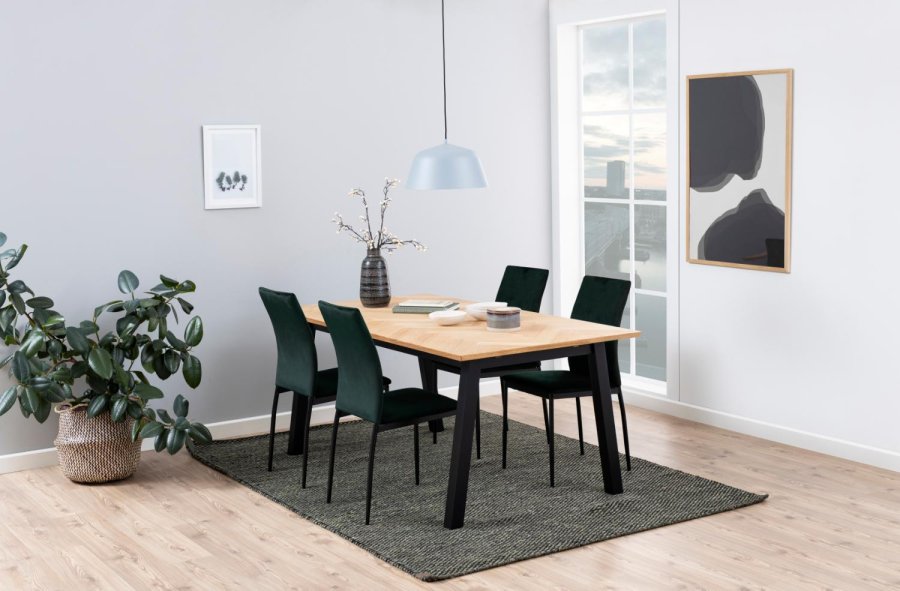 ACT NORDIC Demina spisebordstol - mrkegrnn polyester og sort metall