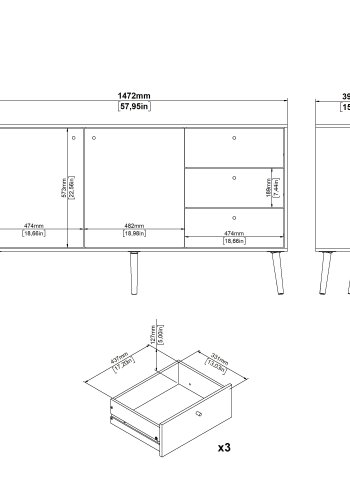 TVILUM Bodo skjenk 2 d�rer + 3 skuffer - Pakke