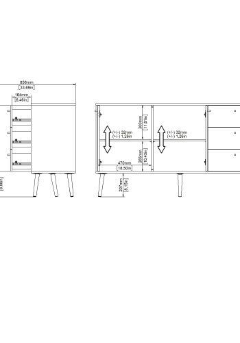 TVILUM Bodo skjenk 2 d�rer + 3 skuffer - Pakke