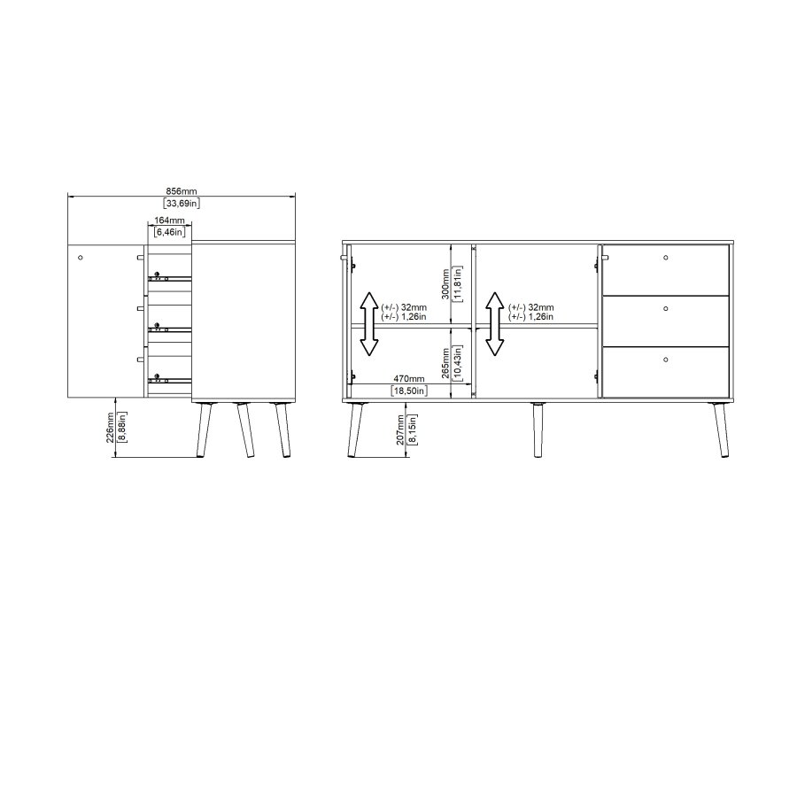 TVILUM Bodo skjenk 2 d�rer + 3 skuffer - Pakke