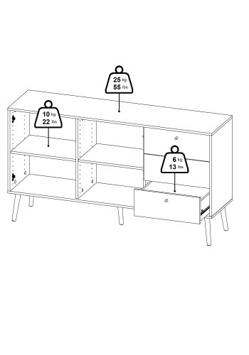 TVILUM Bodo skjenk 2 d�rer + 3 skuffer - Pakke