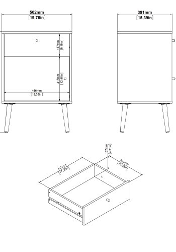 TVILUM Bodo nattbord 1 d�r + 1 skuff - Pakke