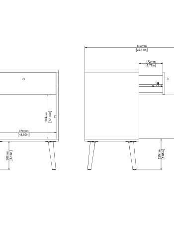 TVILUM Bodo nattbord 1 d�r + 1 skuff - Pakke