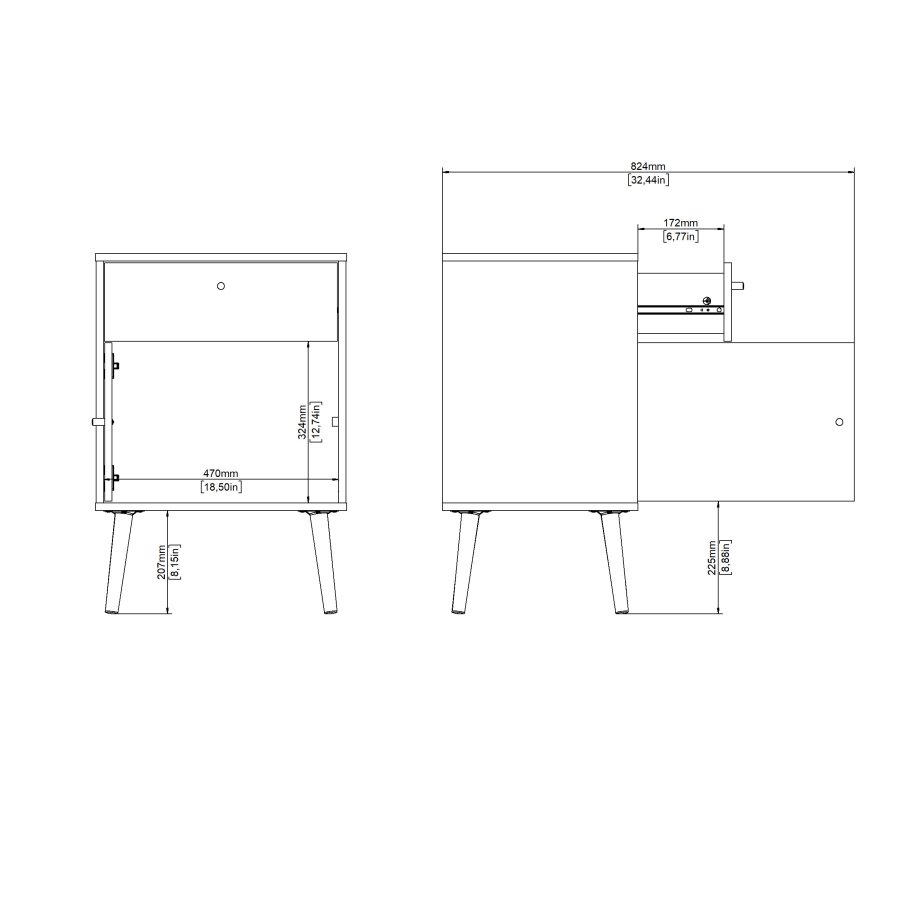 TVILUM Bodo nattbord 1 d�r + 1 skuff - Pakke