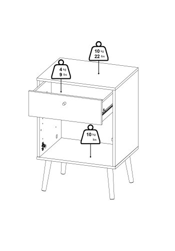 TVILUM Bodo nattbord 1 d�r + 1 skuff - Pakke