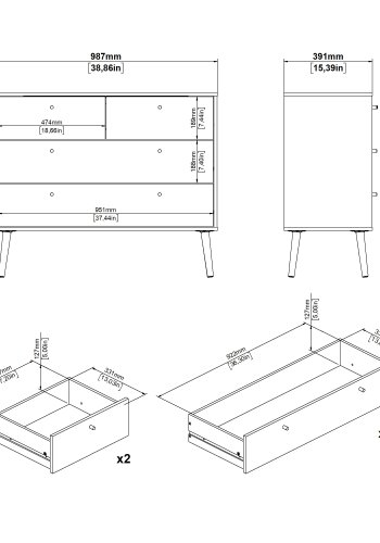 TVILUM Bodo Kommode 2 + 2 - Pakke