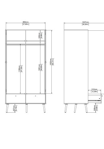 TVILUM Bodo Garderob med 2 d&ouml;rrar + 2 l�dor - Paket