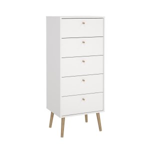 TVILUM Bodo byr�, med 5 l�dor - vitt tr�