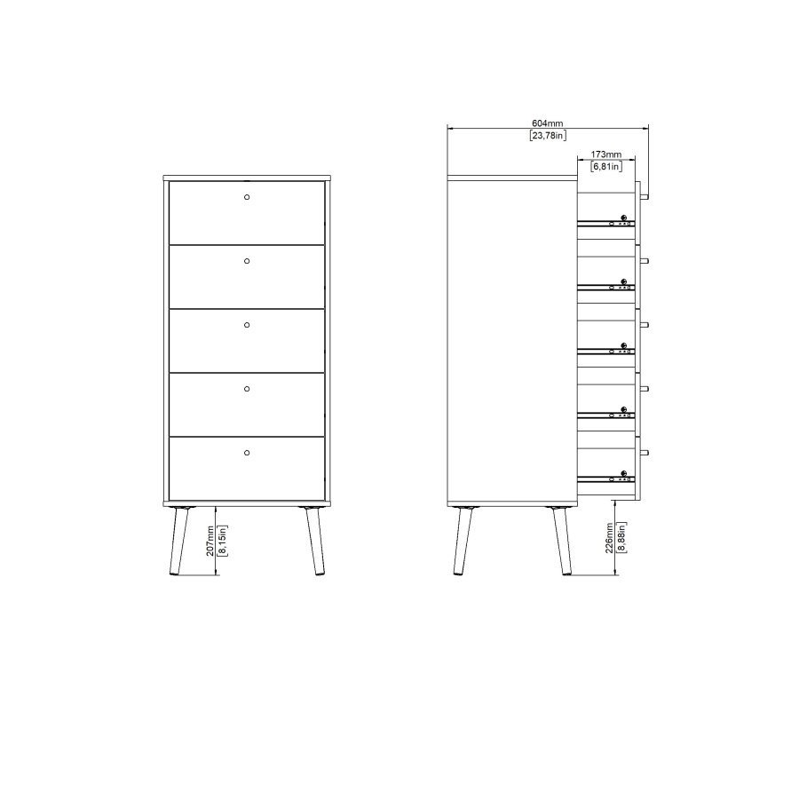 TVILUM Bodo kommode med 5 skuffer - Pakke
