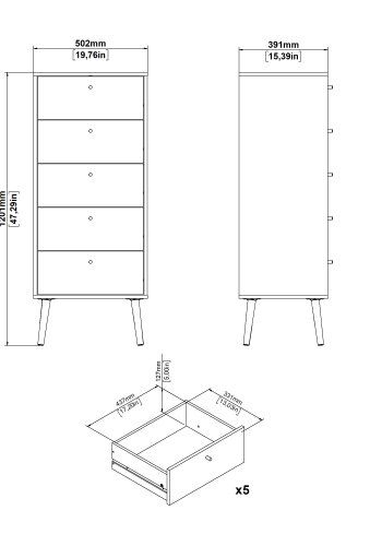 TVILUM Bodo Byr� med 5 l�dor - Paket