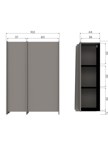 WOOOD Brock-skap med 2 d�rer, askefiner, varm gr� [Fsc]