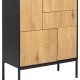 ACT NORDIC Seaford Sideboard, mit 3 Türen und 2 Schubladen – natürliches Wildeichenpapier und schwarzes MDF/Metall
