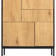ACT NORDIC Seaford Sideboard, mit 3 Türen und 2 Schubladen – natürliches Wildeichenpapier und schwarzes MDF/Metall