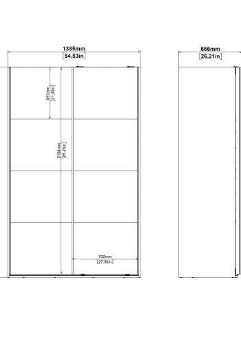 TVILUM Bergamo Garderob med 2 skjutd&ouml;rrar 140 x 220 cm - Paket