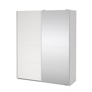 TVILUM Bergamo Garderob med 1 skjutd&ouml;rr + 1 skjutd&ouml;rr med spegel 180 x 220 cm - Paket