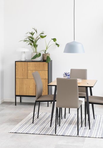 ACT NORDIC Seaford Sideboard, mit 3 Türen und 2 Schubladen – natürliches Wildeichenpapier und schwarzes MDF/Metall