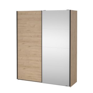 TVILUM Bergamo Garderob med 1 skjutd&ouml;rr + 1 skjutd&ouml;rr med spegel 180 x 220 cm - Paket