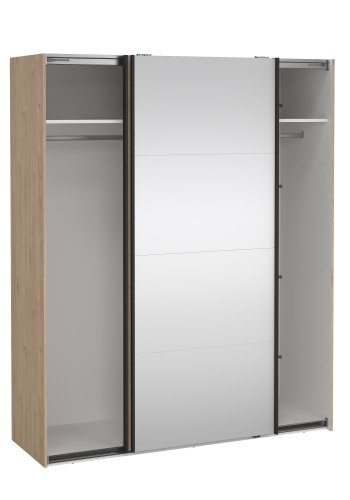 TVILUM Bergamo Garderob med 1 skjutd&ouml;rr + 1 skjutd&ouml;rr med spegel 180 x 220 cm - Paket