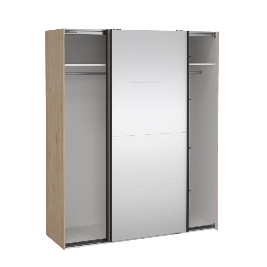 TVILUM Bergamo Garderob med 1 skjutd&ouml;rr + 1 skjutd&ouml;rr med spegel 180 x 220 cm - Paket