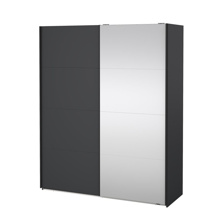 TVILUM Bergamo Garderob med 1 skjutd&ouml;rr + 1 skjutd&ouml;rr med spegel 180 x 220 cm - Paket