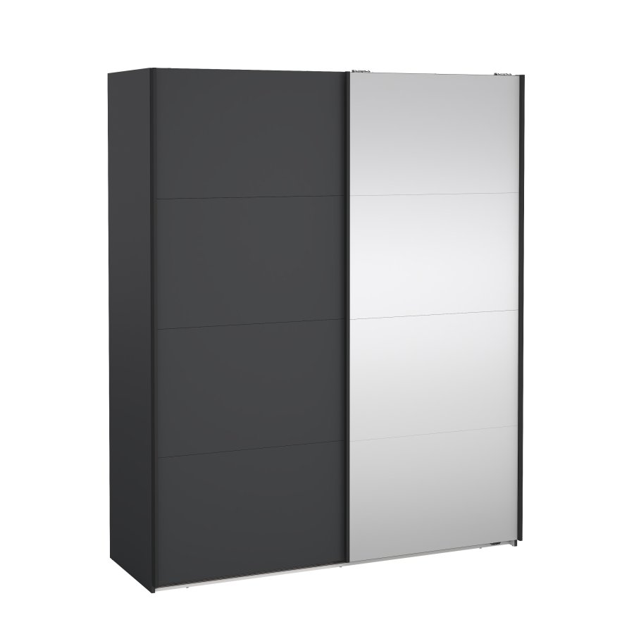 TVILUM Bergamo Garderob med 1 skjutd&ouml;rr + 1 skjutd&ouml;rr med spegel 180 x 220 cm - Paket