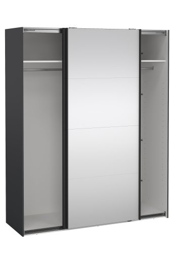 TVILUM Bergamo Garderob med 1 skjutd&ouml;rr + 1 skjutd&ouml;rr med spegel 180 x 220 cm - Paket