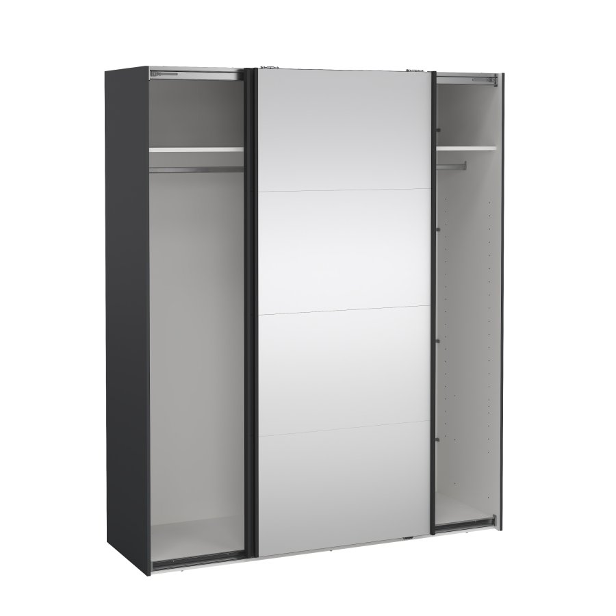 TVILUM Bergamo Garderob med 1 skjutd&ouml;rr + 1 skjutd&ouml;rr med spegel 180 x 220 cm - Paket