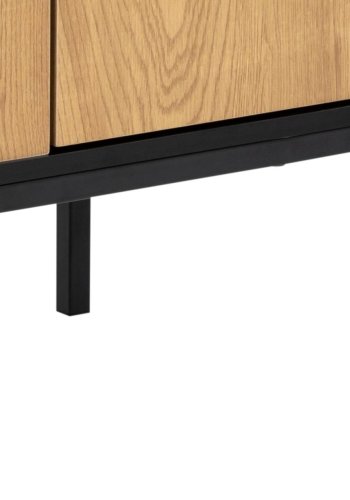 ACT NORDIC Seaford Sideboard, mit 3 Türen und 2 Schubladen – natürliches Wildeichenpapier und schwarzes MDF/Metall