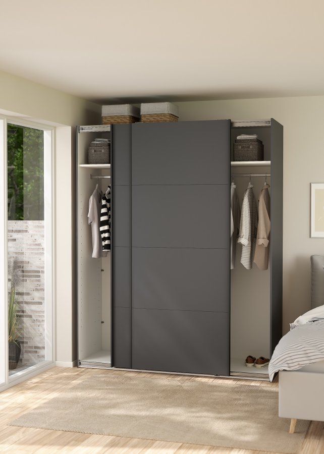 TVILUM Bergamo Garderob med 2 skjutd&ouml;rrar 180 x 220 cm - Paket