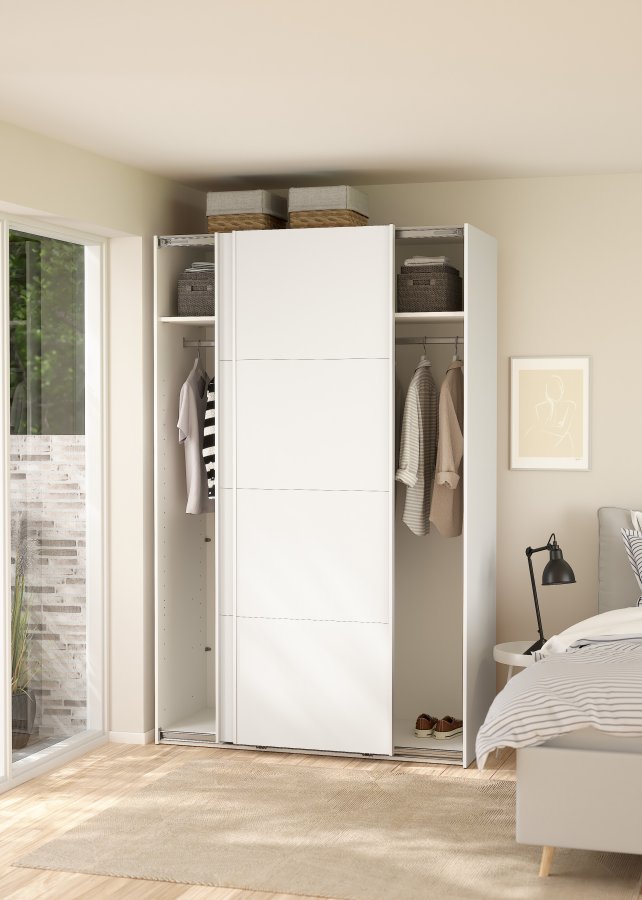 TVILUM Bergamo Garderob med 2 skjutd&ouml;rrar 140 x 220 cm - Paket