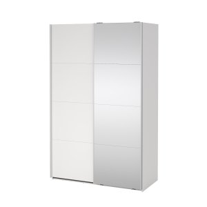 TVILUM Bergamo Garderob med 1 skjutd&ouml;rr + 1 skjutd&ouml;rr med spegel 140 x 220 cm - Paket