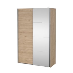 TVILUM Bergamo Garderob med 1 skjutd&ouml;rr + 1 skjutd&ouml;rr med spegel 140 x 220 cm - Paket