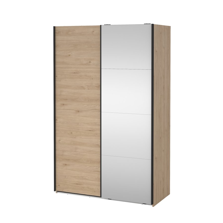 TVILUM Bergamo Garderob med 1 skjutd&ouml;rr + 1 skjutd&ouml;rr med spegel 140 x 220 cm - Paket