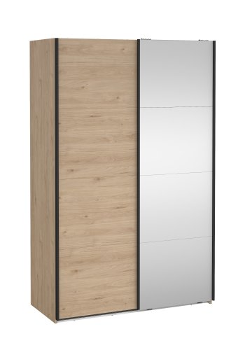 TVILUM Bergamo Garderob med 1 skjutd�rr + 1 skjutd�rr med spegel 140 x 220 cm - Paket