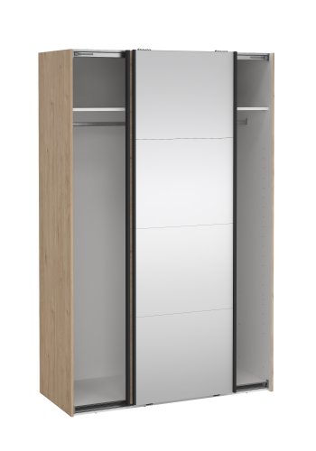 TVILUM Bergamo Garderob med 1 skjutd&ouml;rr + 1 skjutd&ouml;rr med spegel 140 x 220 cm - Paket