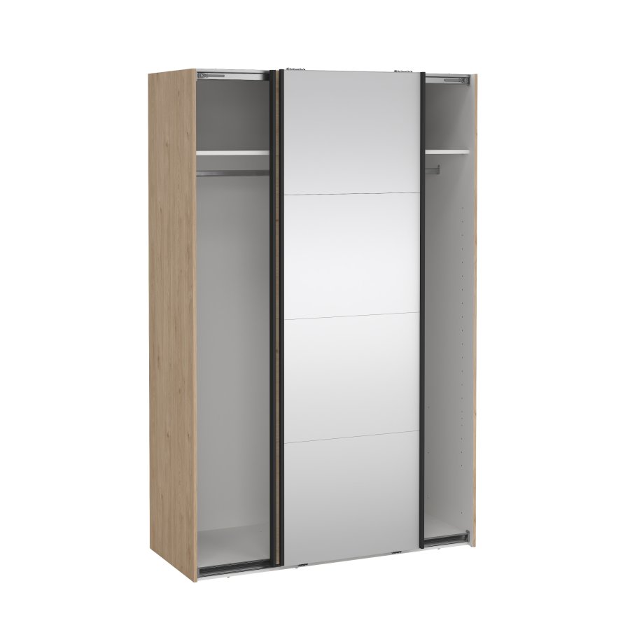 TVILUM Bergamo Garderob med 1 skjutd&ouml;rr + 1 skjutd&ouml;rr med spegel 140 x 220 cm - Paket