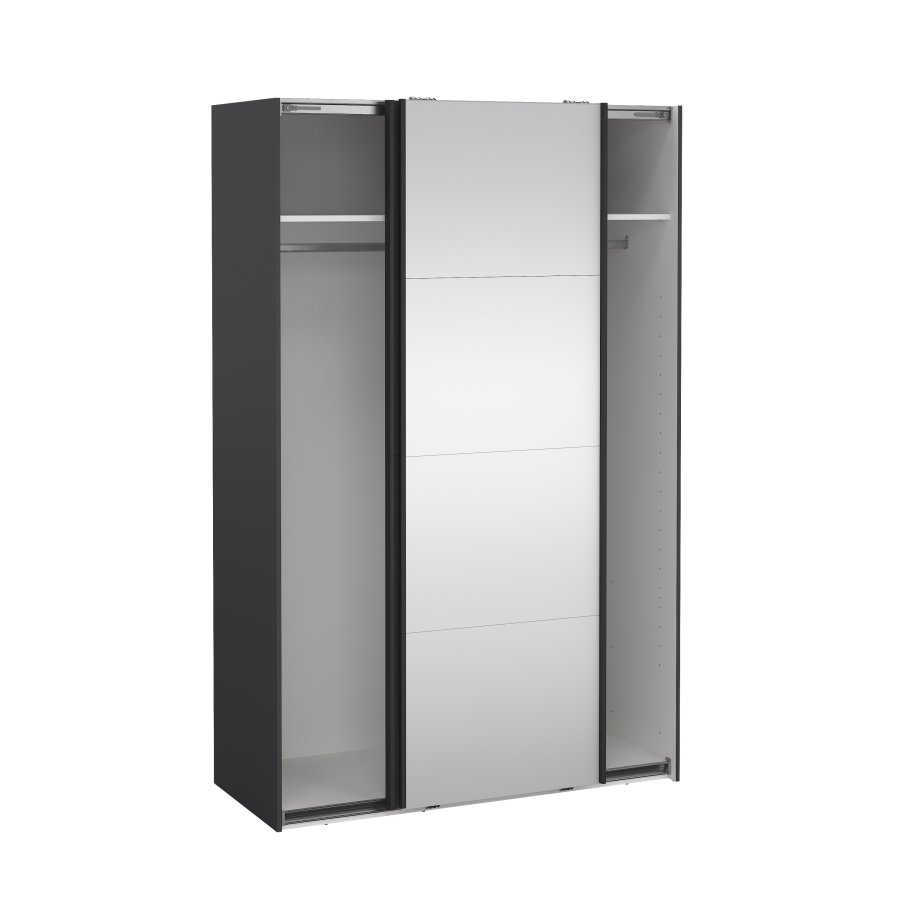 TVILUM Bergamo Garderob med 1 skjutd&ouml;rr + 1 skjutd&ouml;rr med spegel 140 x 220 cm - Paket