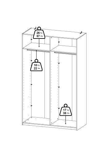 TVILUM Bergamo Garderob med 1 skjutd&ouml;rr + 1 skjutd&ouml;rr med spegel 140 x 220 cm - Paket