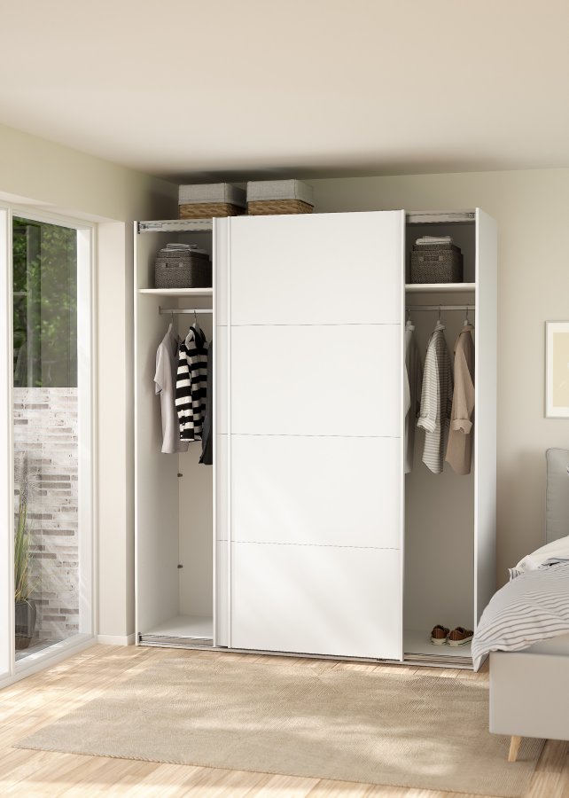 TVILUM Bergamo Garderob med 2 skjutd&ouml;rrar 180 x 220 cm - Paket