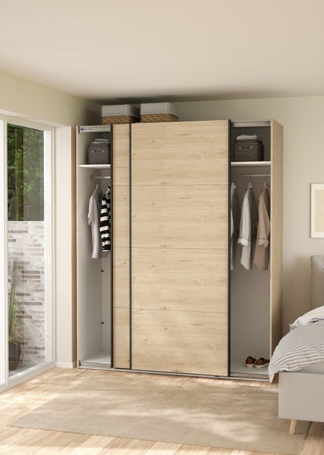 TVILUM Bergamo Garderob med 2 skjutd&ouml;rrar 180 x 220 cm - Paket