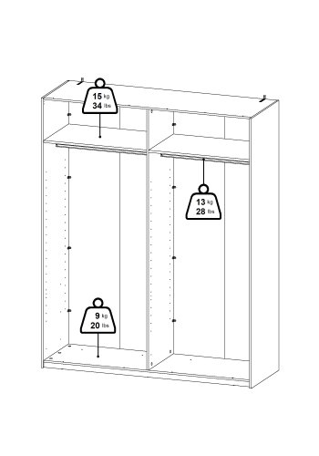 TVILUM Bergamo Garderob med 2 skjutd&ouml;rrar 180 x 220 cm - Paket