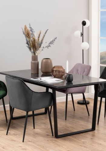 ACT NORDIC Brooke spisebordsstol, med armlener - grbrun polyester og sort metall