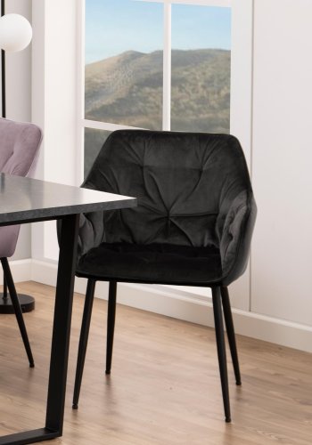ACT NORDIC Brooke spisebordsstol, med armlener - grbrun polyester og sort metall