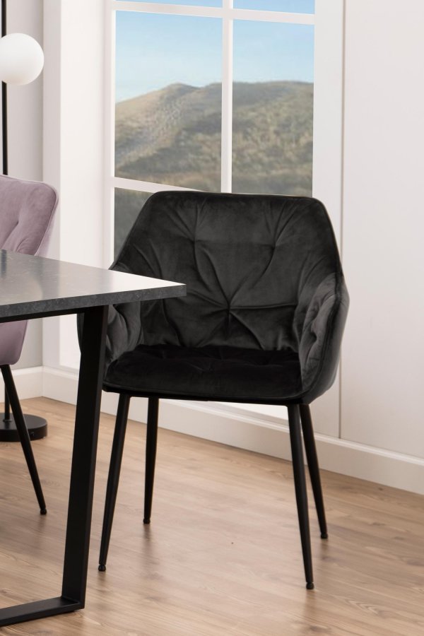 ACT NORDIC Brooke spisebordsstol, med armlener - grbrun polyester og sort metall