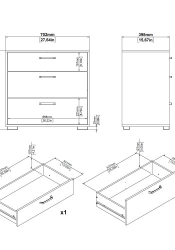 TVILUM Sofia byr� med 3 l�dor