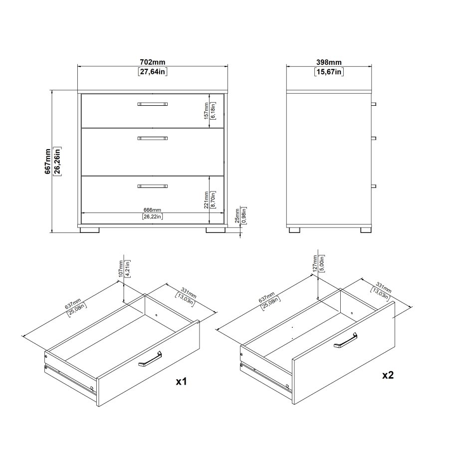 TVILUM Sofia byr� med 3 l�dor