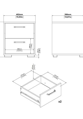 TVILUM Sofia nattbord med 2 skuffer