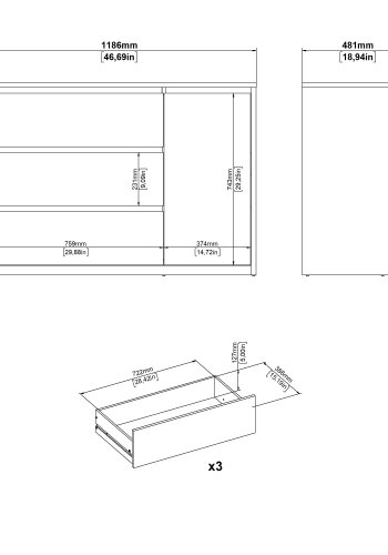 TVILUM Next skjenk med 1 d�r og 3 skuffer